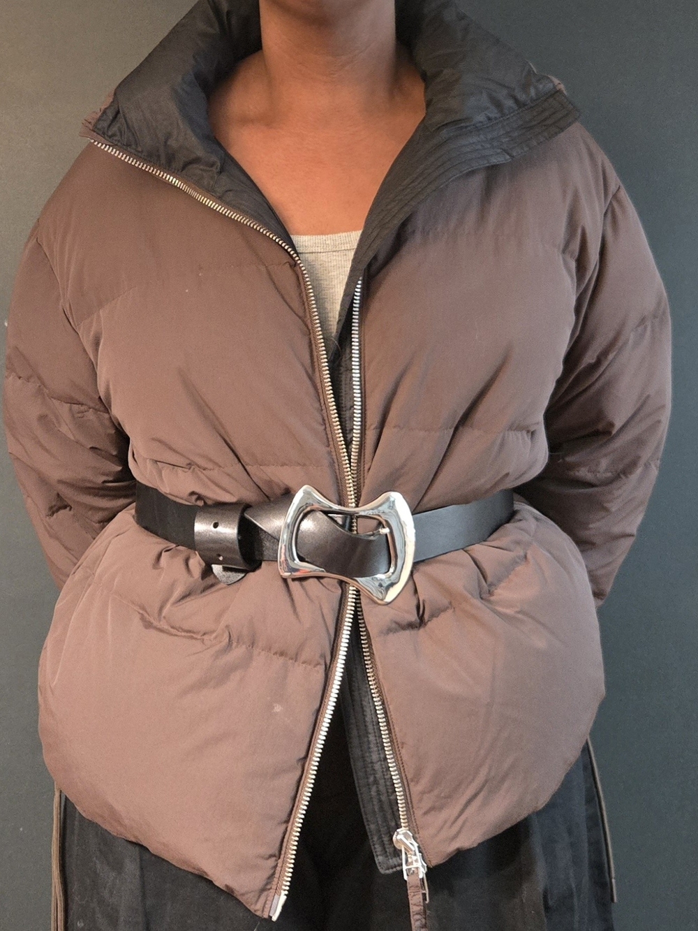 everlane | the puffer bomber | winter coat | brown | plus size | size: us xxl